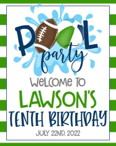 Birthday Football Pool Party V3 Welcome Sign: Birthday Football Pool Party V3