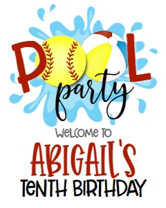 Birthday Softball Pool Party V3 Welcome Sign: Birthday Softball Pool Party V3