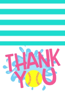 Birthday Softball Pool Party Pink V3 Thank You: Birthday Softball Pool Party Pink V3