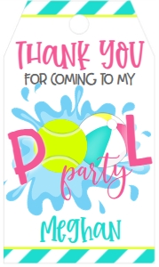 Birthday Tennis Pool Party Pink V3 Favor Tag: Birthday Tennis Pool Party Pink V3