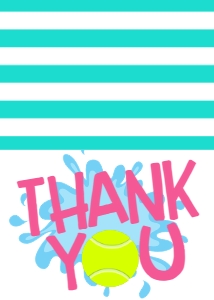 Birthday Tennis Pool Party Pink V3 Thank You: Birthday Tennis Pool Party Pink V3