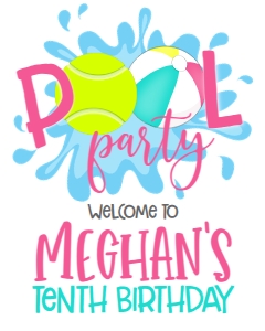 Birthday Tennis Pool Party Pink V3 Welcome Sign: Birthday Tennis Pool Party Pink V3