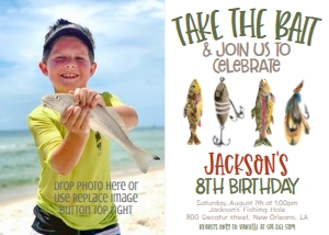 Birthday Fish Take the Bait Fish Tackle Photo Invite: Birthday Fish Take the Bait Fish Tackle