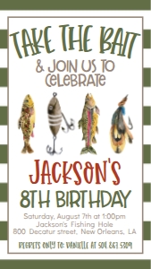 Birthday Fish Take the Bait Fish Tackle Text Invite: Birthday Fish Take the Bait Fish Tackle