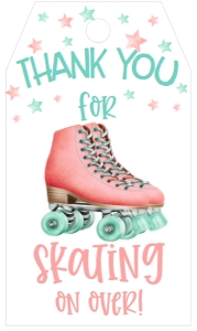 Birthday Skate Party LS1 Coral Favor Tag: Birthday Skate Party LS1 Coral