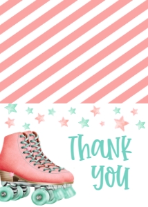 Birthday Skate Party LS1 Coral Thank You: Birthday Skate Party LS1 Coral