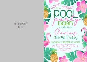 Birthday Luau Pool Party Photo Invite: Birthday Luau Pool Party