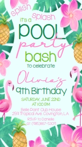 Birthday Luau Pool Party Text Invite: Birthday Luau Pool Party