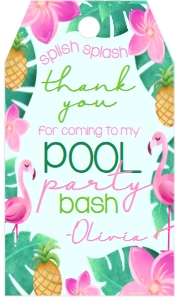 Birthday Luau Pool Party Favor Tag: Birthday Luau Pool Party
