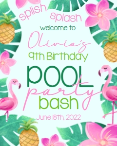 Birthday Luau Pool Party Welcome Sign: Birthday Luau Pool Party