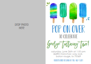 Birthday Popsicle Blue 7x5 Photo Invite: Birthday Popsicle Blue 7x5