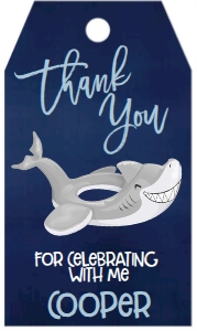 Birthday Pool Party Shark Float Favor Tag: Birthday Pool Party Shark Float