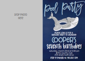 Birthday Pool Party Shark Float Photo Invite: Birthday Pool Party Shark Float