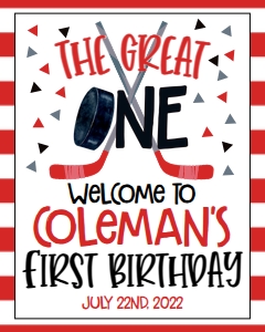 Birthday Hockey Great One Welcome Sign: Birthday Hockey Great One