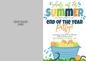 School End of Year Water Balloon Party Photo Invite: School End of Year Water Balloon Party