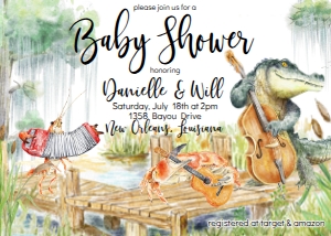 Baby Shower NOLA Bayou Band Swamp design preview