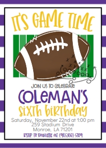 Birthday Football Stripes Purple Gold design preview