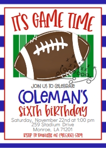 Birthday Football Stripes Blue Red: Birthday Football Stripes Blue Red