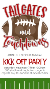 Football Tailgate Touchdowns Red Grey Text Invite: Football Tailgate Touchdowns Red Grey