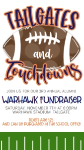 Football Tailgate Touchdowns Navy Orange Text Invite: Football Tailgate Touchdowns Fundraiser