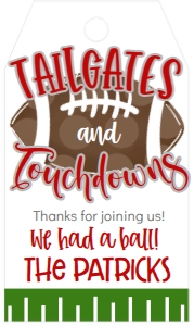 Football Tailgate Touchdowns Red Grey Favor Tag: Football Tailgate Touchdowns Red Grey