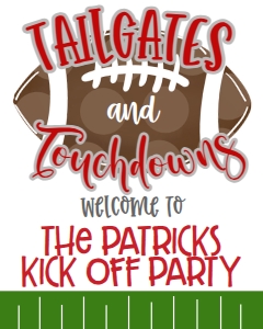 Football Tailgate Touchdowns Red Grey Welcome Sign: Football Tailgate Touchdowns Red Grey
