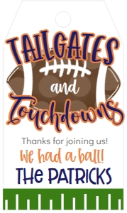 Football Tailgate Touchdowns Fundraiser Navy Orange Favor Tag: Football Tailgate Touchdowns Fundraiser