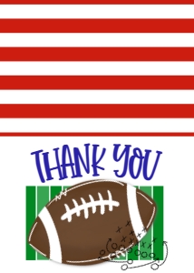 Birthday Football Stripes Blue Red Thank You: Birthday Football Stripes Blue Red