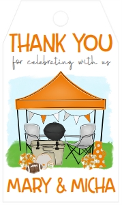 Football Tailgate Engagement Orange Grey Favor Tag: Football Tailgate Engagement Orange Grey