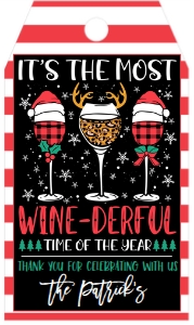 Christmas Party Winederful Favor Tag: Christmas Party Winederful Invitation