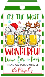 Christmas Party Beer Favor Tag: Christmas Party Beer