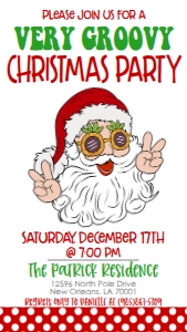 Christmas Groovy Party Santa Text Invite: Christmas Groovy Party Santa 7x5