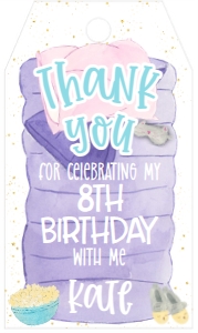 Birthday Slumber Party Sleeping Bag Favor Tag: Birthday Slumber Party Sleeping Bag Invite