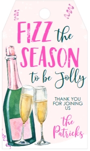 Christmas Party Fizz the Season Glasses Favor Tag: Christmas Party Fizz the Season Glasses Favor Tag