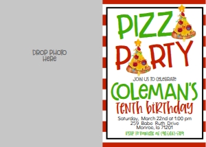 Christmas Birthday Pizza Party Photo Invite: Christmas Birthday Pizza Party