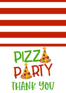 Christmas Birthday Pizza Party Thank You: Christmas Birthday Pizza Party