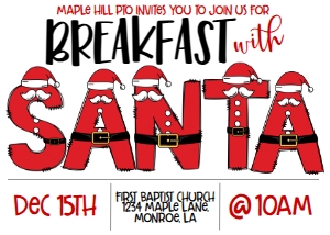 Christmas Breakfast with Santa Letters design preview