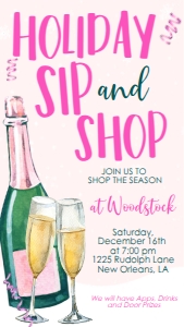 Christmas Sip and Shop Fizz Text Invite: Christmas Sip and Shop Fizz Invitation