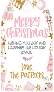Pink Nutcracker Border Merry Christmas Favor Tag design preview