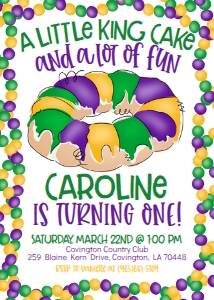 Mardi Gras Birthday KING CAKE ONE design preview