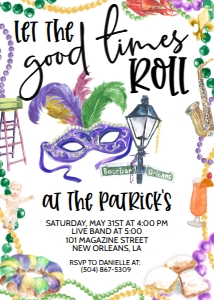 Mardi Gras Let the Good Times Roll design preview