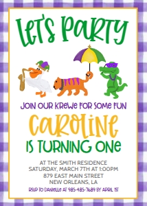 Birthday Mardi Gras Parade Purple Gingham: Birthday Mardi Gras Parade Purple Gingham
