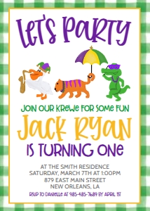 Birthday Mardi Gras Parade Green Gingham: Birthday Mardi Gras Parade Green Gingham