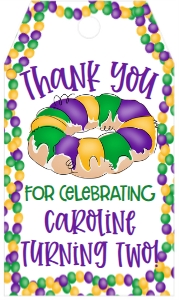 Mardi Gras Birthday Beads on Bayou two Favor Tag: Mardi Gras Birthday Beads on Bayou two