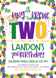 Mardi Gras Birthday KIng of krewe Birthday design preview