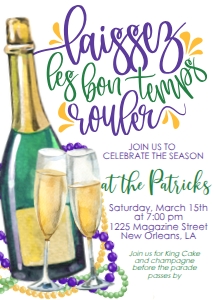 Mardi Gras Party Champagne Laissez Invitation: Mardi Gras Party Champagne Laissez Invitation