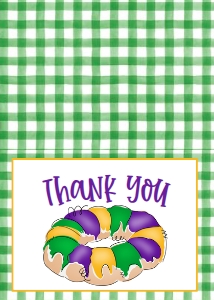 Birthday King Cake Green Gingham Thank You: Birthday King Cake Green Gingham