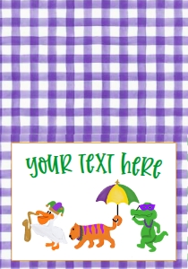 Birthday Mardi Gras Parade Purple Gingham Food Tent: Birthday Mardi Gras Parade Purple Gingham