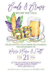 Mardi Gras Invite Engagement Beads Brews 2: Mardi Gras Invite Engagement Beads Brews 2