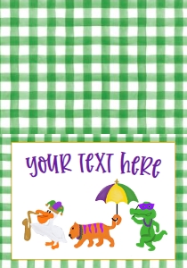 Birthday Mardi Gras Parade Green Gingham Food Tent: Birthday Mardi Gras Parade Green Gingham